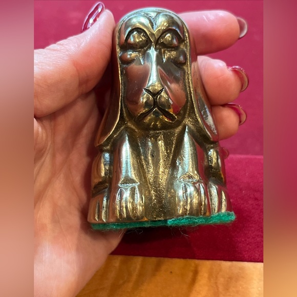 Basset HOUND SOLID BRASS DOG Puppy Droopy Ears 3” Tall golden Heavy Figurine MCM - Picture 10 of 15